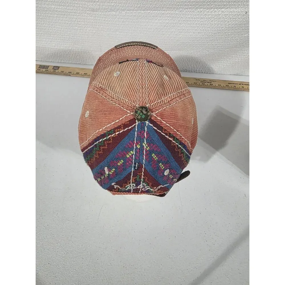 TRUE RELIGION Corduroy Baseball Cap Hat, Orange Adjustable Rare Vtg